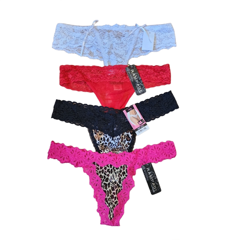 4 New Lace Thong Panties Medium